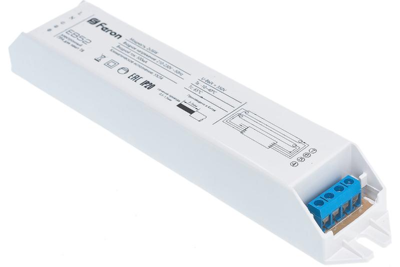 Аппарат пускорегулирующий EB52 2*36W T8/G13 230V электронный ПРА 195*33*25мм | 21524 | FERON — миниатюра 2