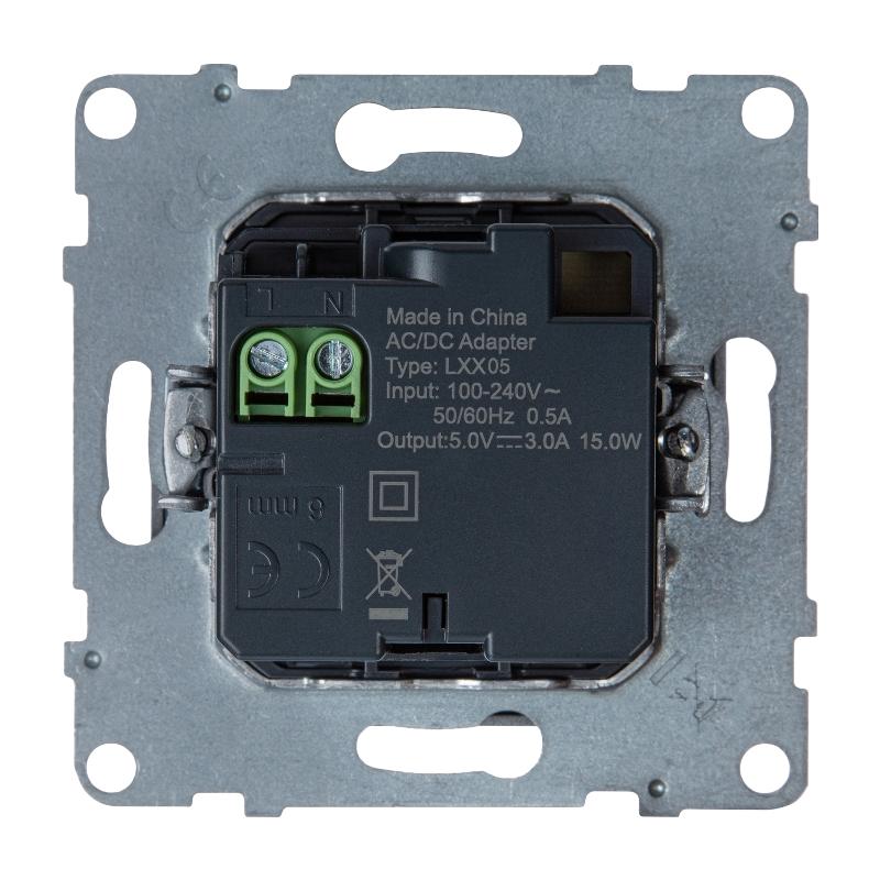 SUNO Зарядное устройство USB 2 выхода Тип А - Тип С Цвет "Алюминий" | 721330 | Legrand — Legrand