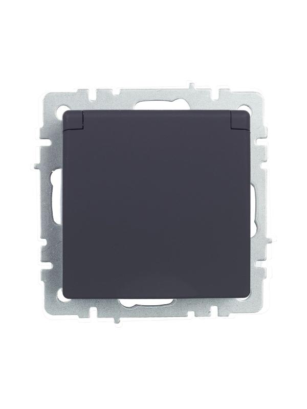 BRITE Розетка с заземлением со шторками с крышкой 16А IP44 РСбш10-3-44-БрГ графит  | BR-R16-16-44-K53 | IEK — миниатюра 8