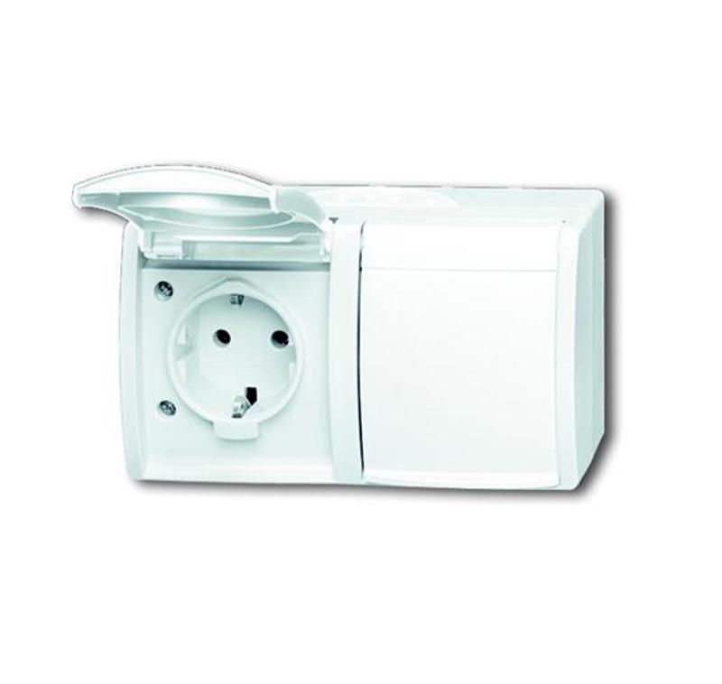 Розетка SCHUKO 16А 250В IP44, двойная, горизонтальная, для открытого монтажа, серия ocean, цвет альпийский белый | 2084-0-0727  | 2CKA002084A0727 | AB — ABB