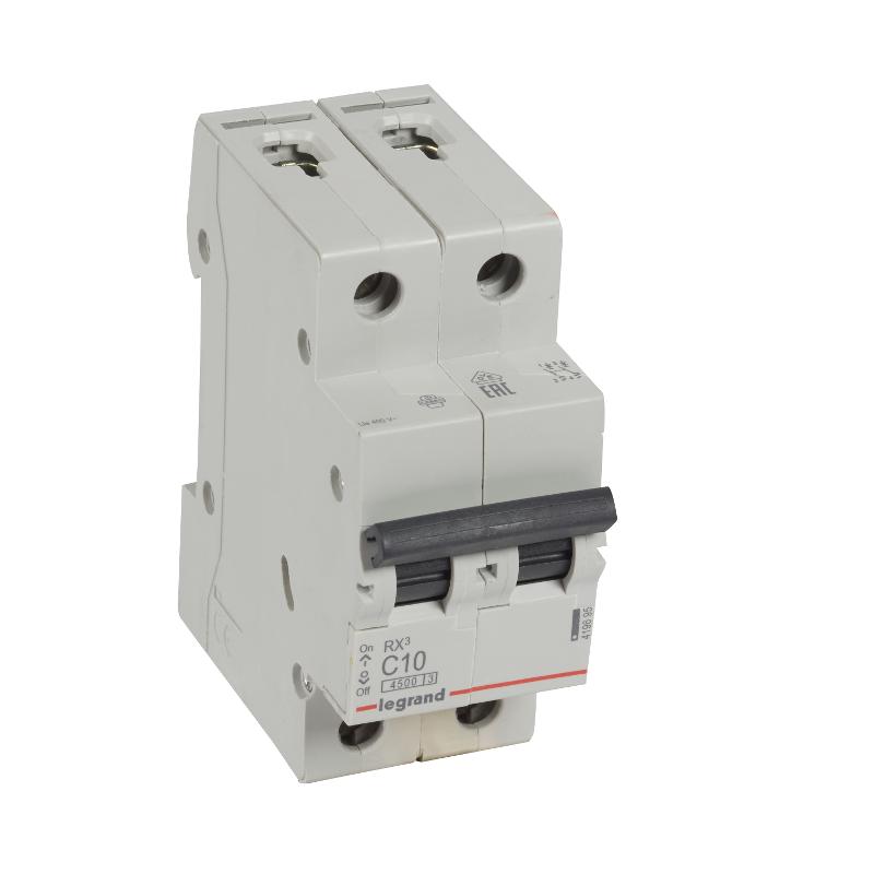 Выключатель автоматический двухполюсный RX3 4500 10А C 4,5кА | 419695 | Legrand — Legrand