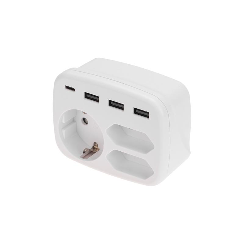Тройник электрический 16А с/з + 2х2,5А + 3хUSB-A 2,4А + USB Type-C 3А, белый | 11-1250 | REXANT — фото 1 | Sento