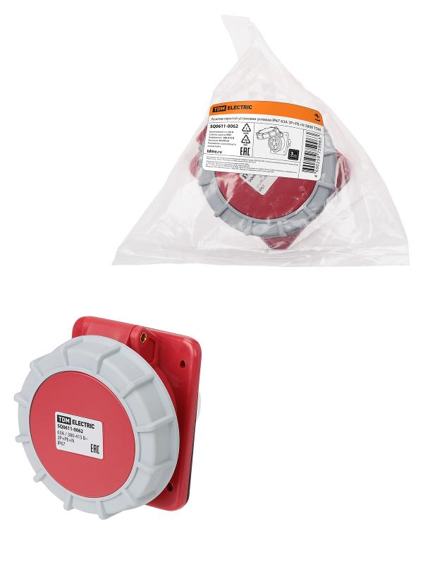 Розетка скрытой установки угловая IP67 63А 3Р+РЕ+N 380В | SQ0611-0062 | TDM — TDM ELECTRIC
