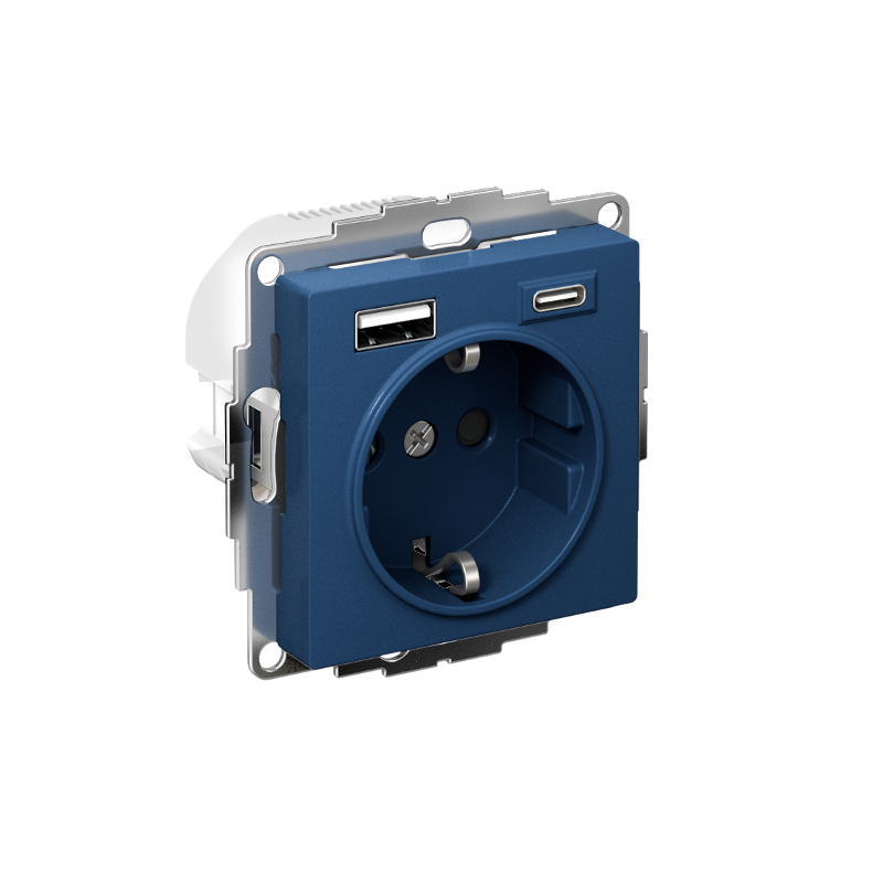 AtlasDesign Аквамарин Розетка 16А c 2 USB A+C, 5В/2,4А/3,0А, 2х5В/1,5А, механизм | ATN001132 | SE — Systeme Electric