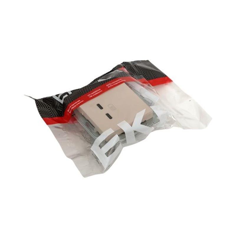 Механизм розетки USB-C - 2шт, кремовый Эпика  |UP1-SOI-2USBC| EKF — миниатюра 12