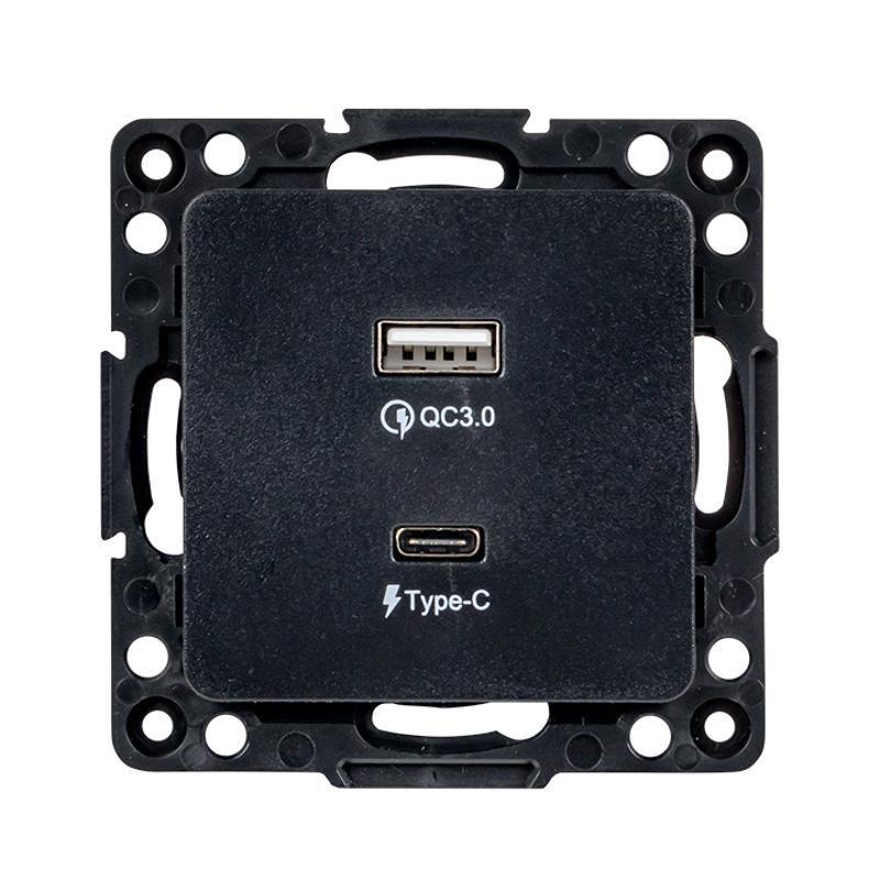 Стокгольм Механизм Розетки с 2USB type-A + type-C черный PROxima | EZR-2USB-type-C | EKF — миниатюра 3