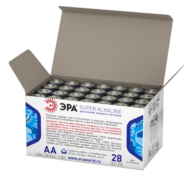 Батарейка щелочная (алкалиновая)  LR6-28 box (28/840/18480) (AA)  | Б0002910 | ЭРА — миниатюра 2