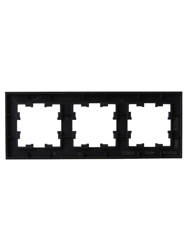 BRITE Рамка 3-ая РУ-3-2-Бр стекло черный матовый | BR-M32-G-31-K02 | IEK — миниатюра 3