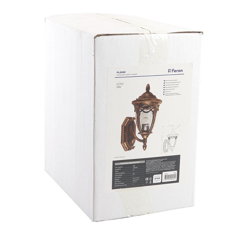 Светильник садово-парковый, 60W 230V IP44 черное золото, PL682 (на стену вверх) | 11693 | FERON — миниатюра 7