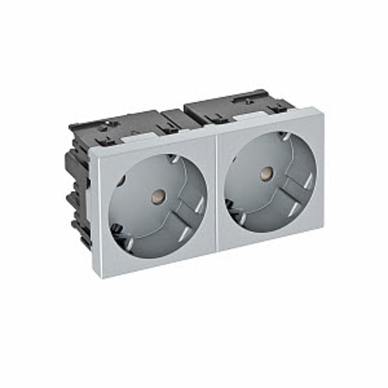 Розетка двойная 33° Modul45connect, 250 В, 16A (серебристый) (STD-D3C AL2) | 6120492 | OBO Bettermann — миниатюра 2