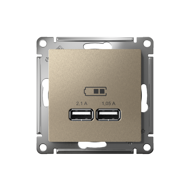 AtlasDesign Шампань Розетка USB, 5В, 1 порт x 2,1 А, 2 порта х 1,05 А, механизм | ATN000533 | SE — миниатюра 3