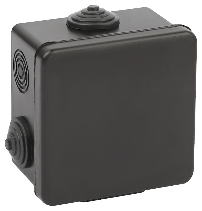 Распаячная коробка  KOR-80-80-50-7g-B открытой установки КОР 80х80х50мм черная с гермовводами 7 входов IP54 KOR-80-80-50-7g-B | Б0061782 | ЭРА — ЭРА (Энергия света)