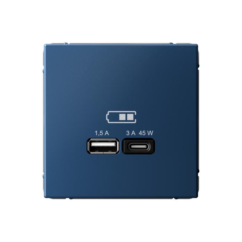ArtGallery Аквамарин Розетка USB A + тип-C 45Вт высокоскор.заряд. QC, PD, механизм | GAL001129 | SE — Systeme Electric