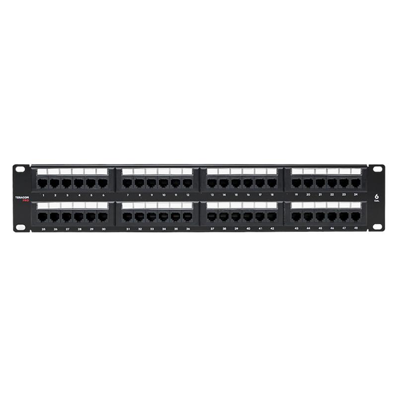 Патч-панель TERACOM PRO 19'' Cat.6 2U неэкранированная UTP 48 портов RJ-45 Dual IDC | TRP-PPNL-6UTP-2U48 | EKF — миниатюра 2