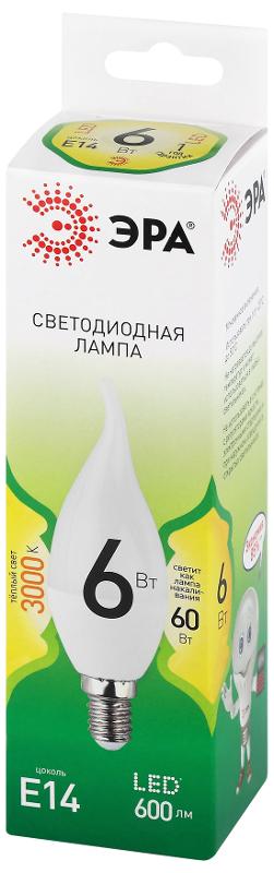 Лампа светодиодная  GREEN LINE LED BXS-6W-830-E14 GL E14 6 Вт свеча на ветру теплый свет | Б0067119 | ЭРА — миниатюра 5