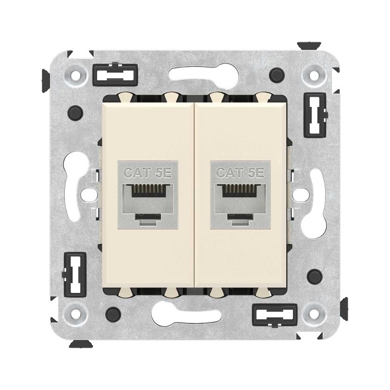 Компьютерная розетка RJ-45 без шторки в стену, кат.5e двойная экранированная, "Avanti", "Ванильная дымка" | 4405764 | DKC — DKC (ДКС)