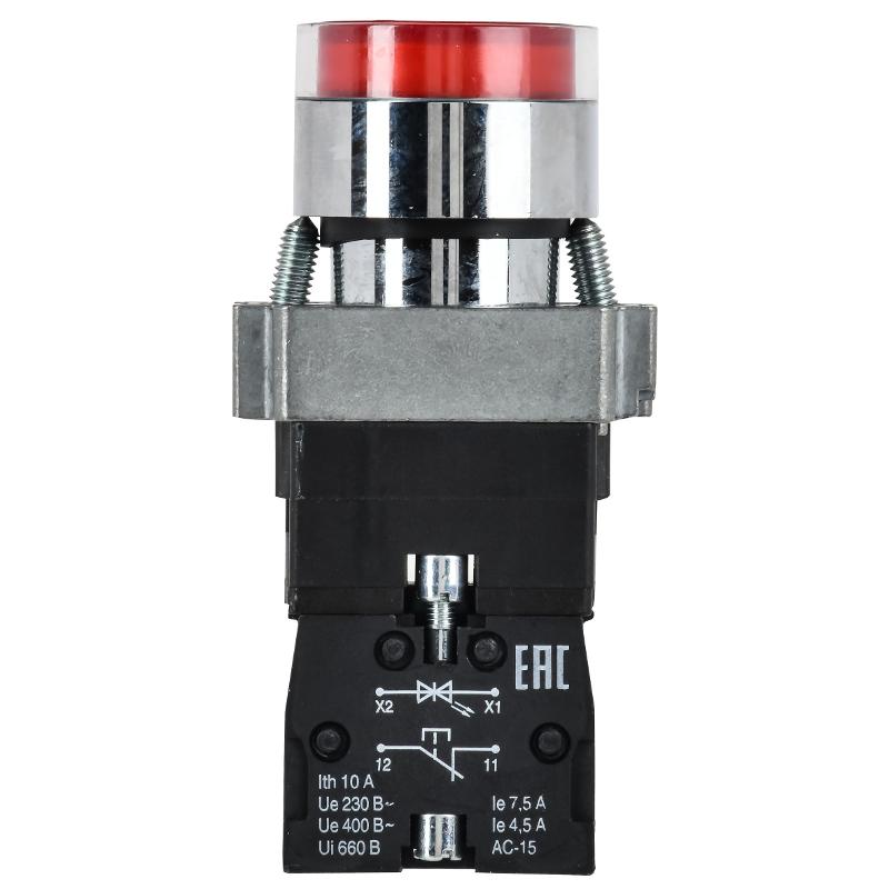 Кнопка LA167-BW3472 d=22мм RC 1р с подсвет. красная | BBT20-BW3472-2-12-67-K04 | IEK — миниатюра 2
