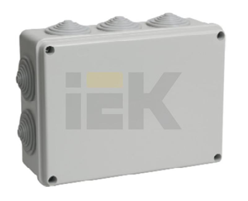 Коробка распределительная КМ41243 для о/п 190х140х70 мм IP44 (RAL7035, 10 гермовводов) | UKO11-190-140-070-K41-44 | IEK — миниатюра 2