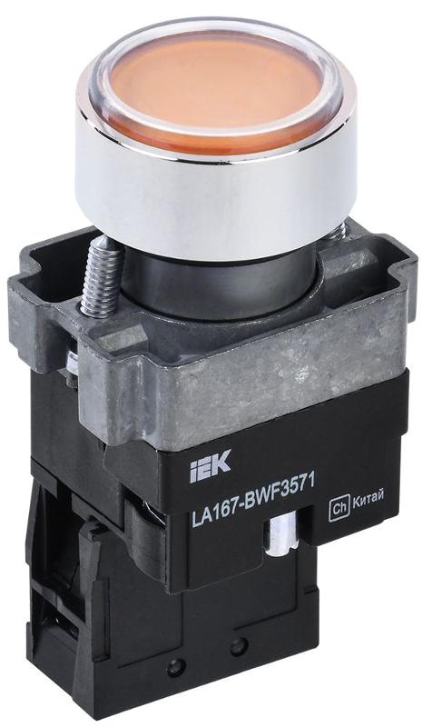 Кнопка LA167-BWF3571 d=22мм RC 1з с подсвет. желтая | BBT20-BWF3571-1-12-67-K05 | IEK — IEK (ИЭК)