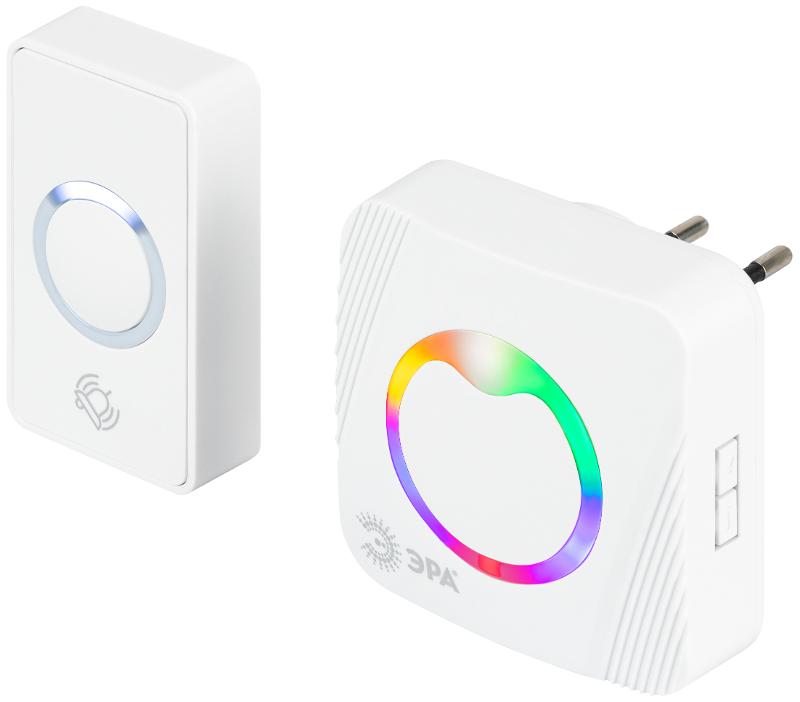 Звонок дверной ЭРА POLYCOLOR C101 беспроводной RGB подсветка от сети белый 36 мелодий | Б0069997 | ЭРА — ЭРА (Энергия света)