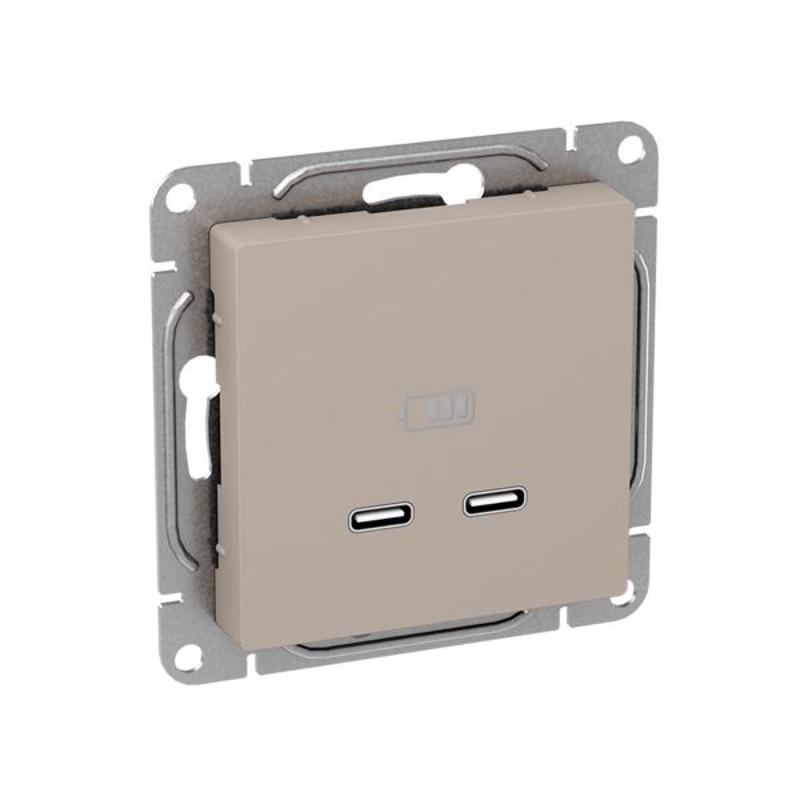 Механизм розетки USB-C - 2шт, кремовый Эпика  |UP1-SOI-2USBC| EKF — миниатюра 2
