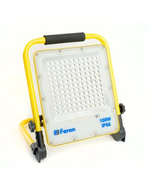 Прожектор светодиодный переносной с зарядным устройством 100W,  15Ah 18650, 6400K, IP66, LL-952 | 48677 | FERON — Feron