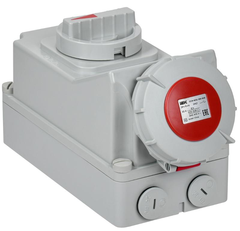 Розетка с механической блокировкой ССИ-825 32А-6ч 380В 3P+PE+N IP67 | PSR12-032-5-5-67 | IEK — IEK (ИЭК)