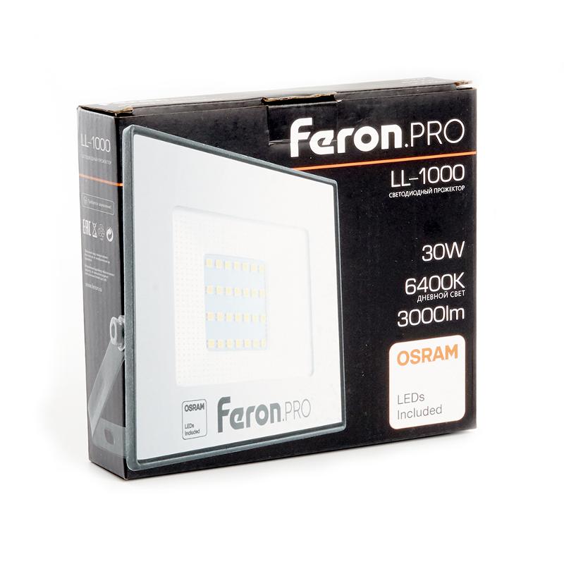 Прожектор светодиодный 30W 6400K IP65 AC175-265V/50Hz, черный, LL-1000 | 41539 | FERON — миниатюра 4