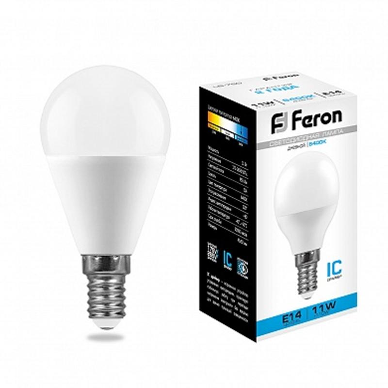 Лампа светодиодная LB-750 (11W) 230V E14 6400K G45 | 25948 | FERON — миниатюра 1