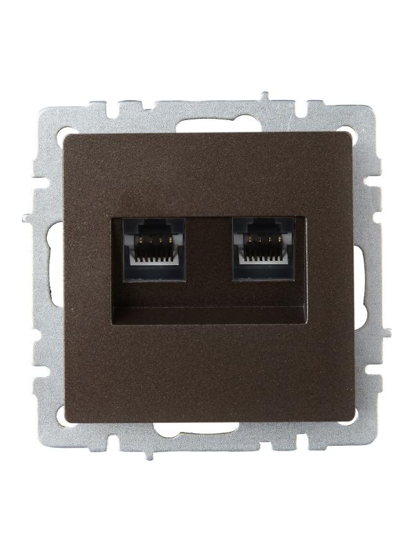 BRITE Розетка компьютерная 2-ая RJ45 кат.6 РК11-2-БрТБ темная бронза | BR-K20-2-K45 | IEK — миниатюра 2
