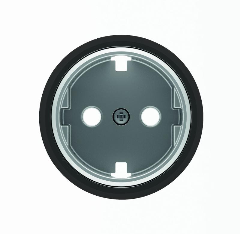 Накладка для розетки SCHUKO с плоской поверхностью, серия SKY Moon, кольцо чёрное стекло|2CLA868890A1501| ABB — ABB