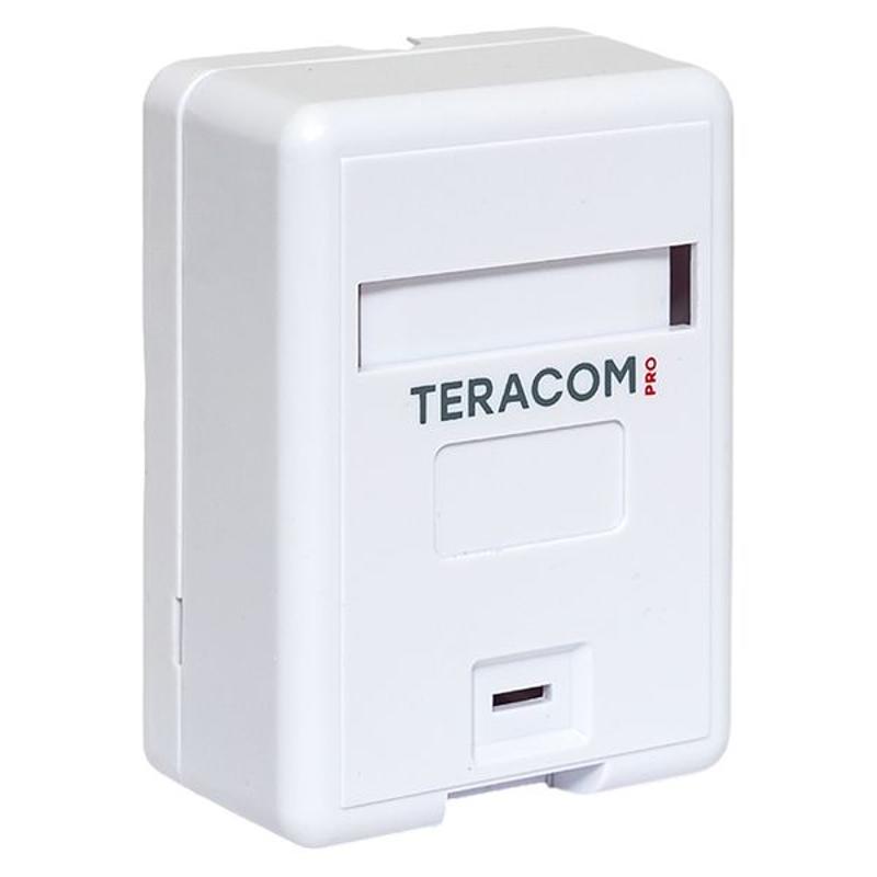 Корпус настенной розетки TERACOM PRO на 1 модуль Keystone со шторкой и маркером белый | TRP-EBOX-1KSTN-WH | EKF — EKF