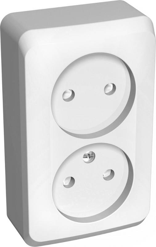 Этюд Белый О/У Розетка 2-ая без заземления со шторками | PA16-006B | SE — Systeme Electric