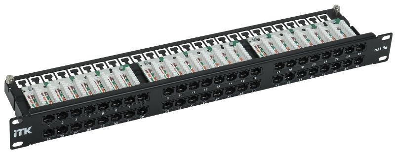 ITK 1U патч-панель кат. 5e UTP 48 пт. Dual IDC выс. плотн. | PP48-1UC5EU-D05H | ITK — ITK