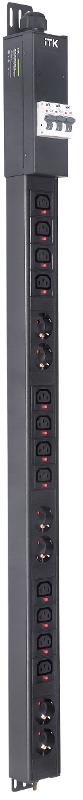 BASE PDU PV1113 25U 3ф 32А 6SCHUKO 12C13 3м IEC60309 | BS-PV-43-12C13-06D-13 | ITK — ITK