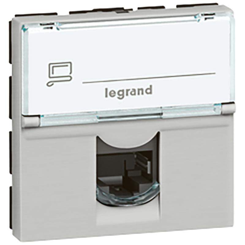 Розетка RJ 45 - Программа Mosaic - категория 5е - UTP - 2 модуля - алюминий - LCS² | 079454 | Legrand — Legrand