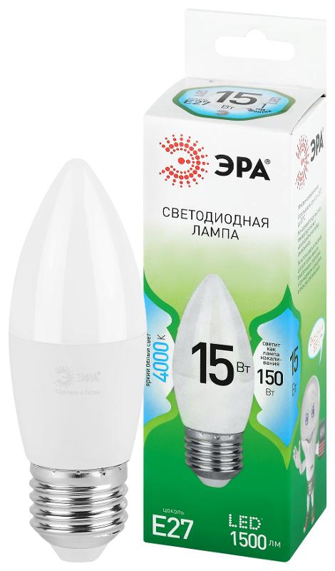 Лампа светодиодная  GREEN LINE LED B35-15W-840-E27 GL E27 15 Вт свеча яркий белый свет | Б0067115 | ЭРА — ЭРА (Энергия света)