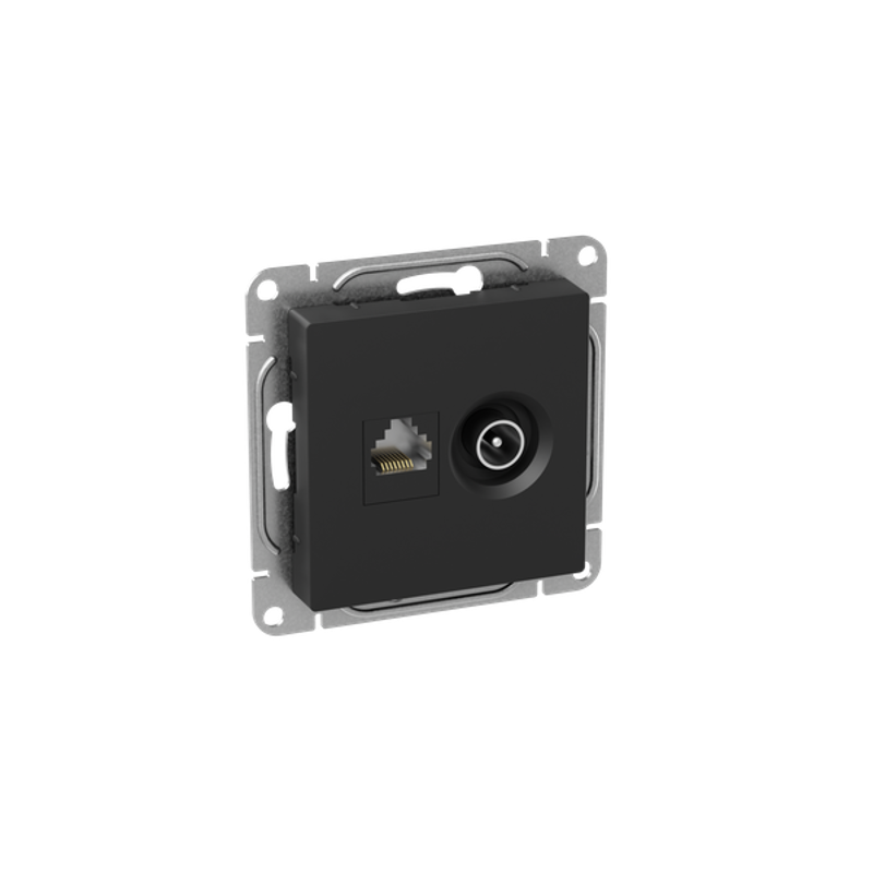 Механизм розетки TV+RJ45 (cat5), чёрный Эпика EKF | UP1-SOB-TV+RJ | EKF — миниатюра 6