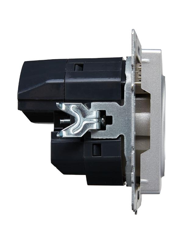 BRITE Розетка с заземлением со шторками 16А с USB A+A 3,1А РЮш10-2-БрА алюминий | BR-R14-16-U21-D31-K47 | IEK — миниатюра 3