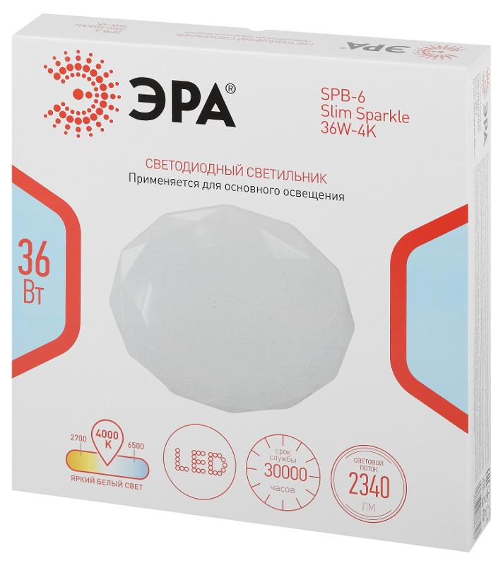 Светильник потолочный светодиодный  без ДУ SPB-6 Slim Sparkle 36W -4K | Б0069789 | ЭРА — миниатюра 2