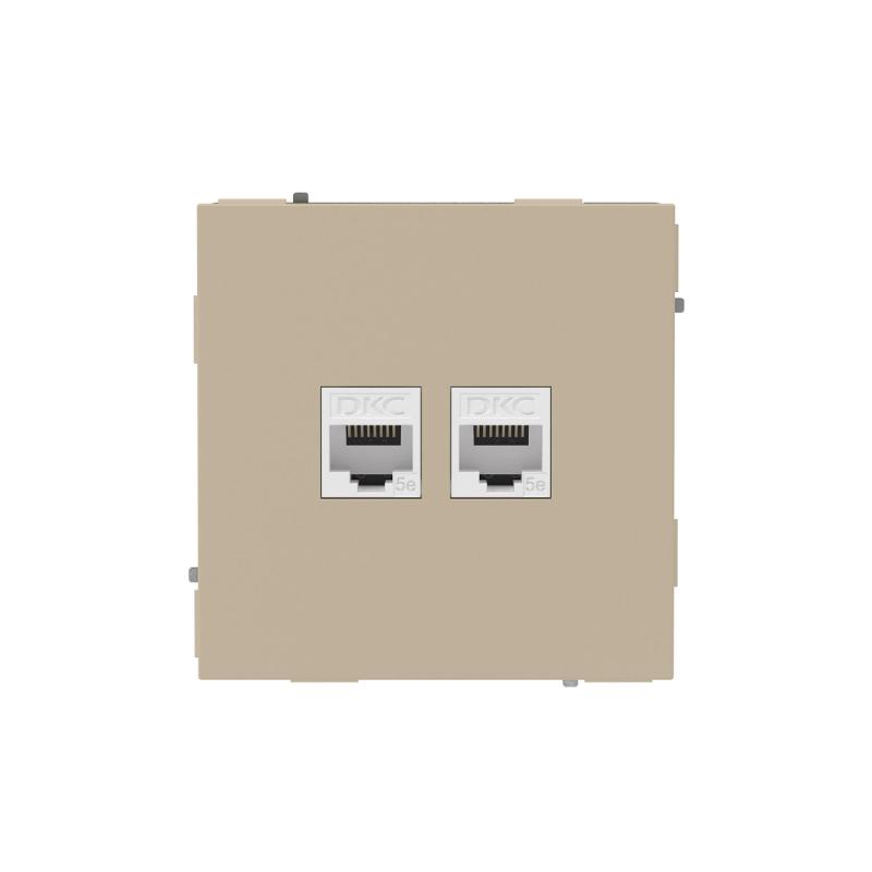 Компьютерная розетка RJ-45 без шторки, кат.5е двойная, KANT, ванильный марципан | 7015664 | DKC — миниатюра 1