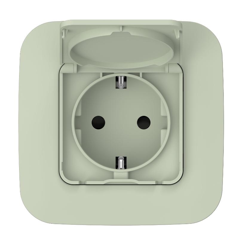 FLITE Розетка с заземлением со шторками с крышкой. 16А IP44 РСшкр11-0-44-ФлП панг | FI-R16-16-44-K92 | IEK — миниатюра 2
