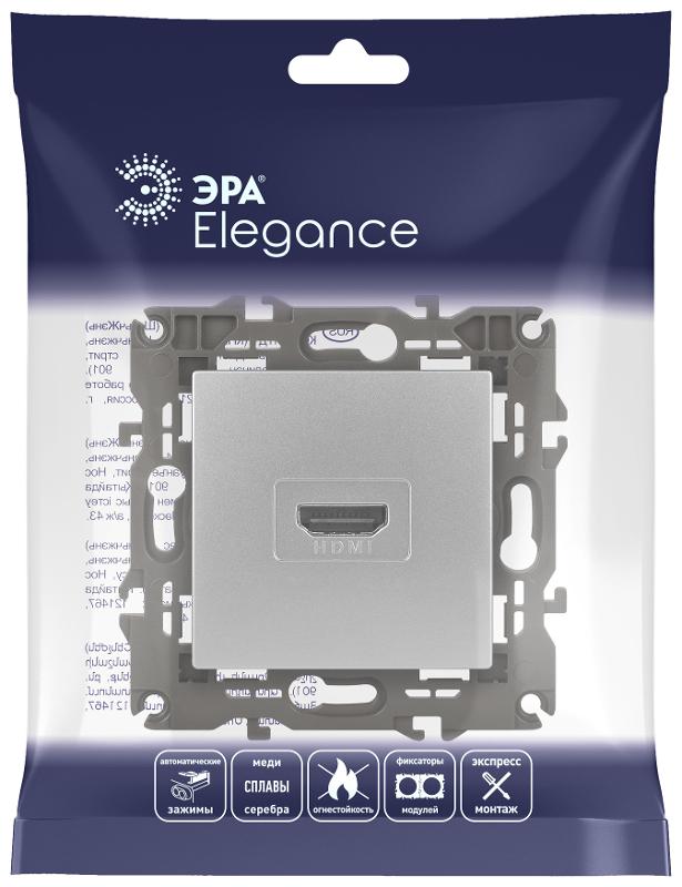 14-3114-03 Розетка HDMI, IP20, Эра Elegance, алюминий | Б0034334 | ЭРА — миниатюра 2
