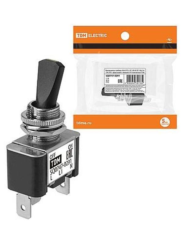 Выключатель-тумблер ASW-07D-2 1P 12В AC/DC 30А (3c) ON-OFF с фиксацией с зеленой LED подсветкой  | SQ0747-0291 | TDM — фото 1 | Sento