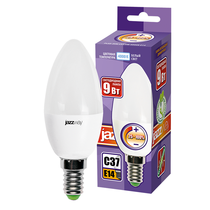 Лампа светодиодная свеча димм PLED- DIM C37 9w 4000K 650 Lm E14 230/50 | .5035867 | JAZZWAY — миниатюра 3