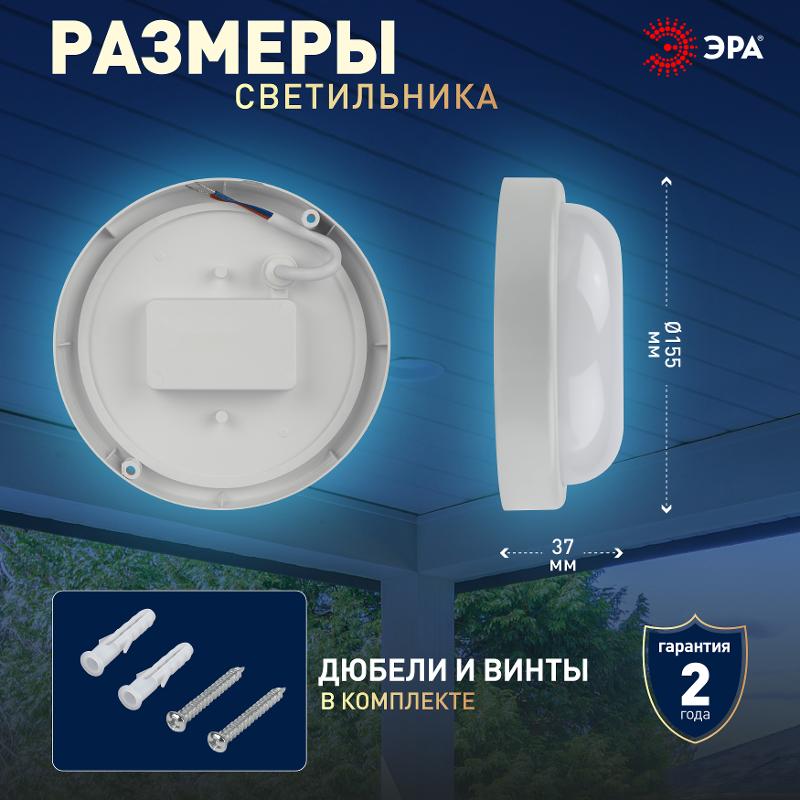 Светильник светодиодный пылевлагозащищенный для ЖКХ SPB-201-0-65К-012 IP65 12Вт 6500К КРУГ | Б0047620 | ЭРА — миниатюра 5