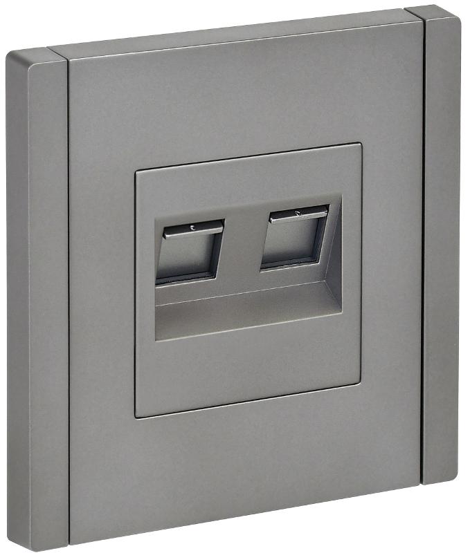 FORTE&PIANO Розетка комп. 2-ая RJ45 кат.5E FP533 сталь | FP-K20-1-K46 | IEK — IEK (ИЭК)
