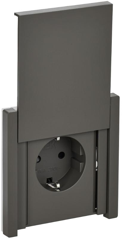FORTE&PIANO Розетка с заземлением, со шторками, с крышкой в/к 16А IP44 FP321 серый | FP-R16-16-44-K03 | IEK — IEK (ИЭК)