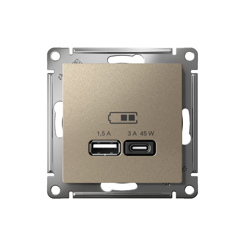 AtlasDesign Шампань USB Розетка A + тип-C 45W высокоскоростной заряд QC PD | ATN000529 | SE — миниатюра 3