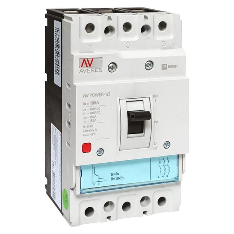 Выключатель автоматический AV POWER-1/3 100А 80kA TR AVERES | mccb-13-100H-TR-av | EKF — миниатюра 1